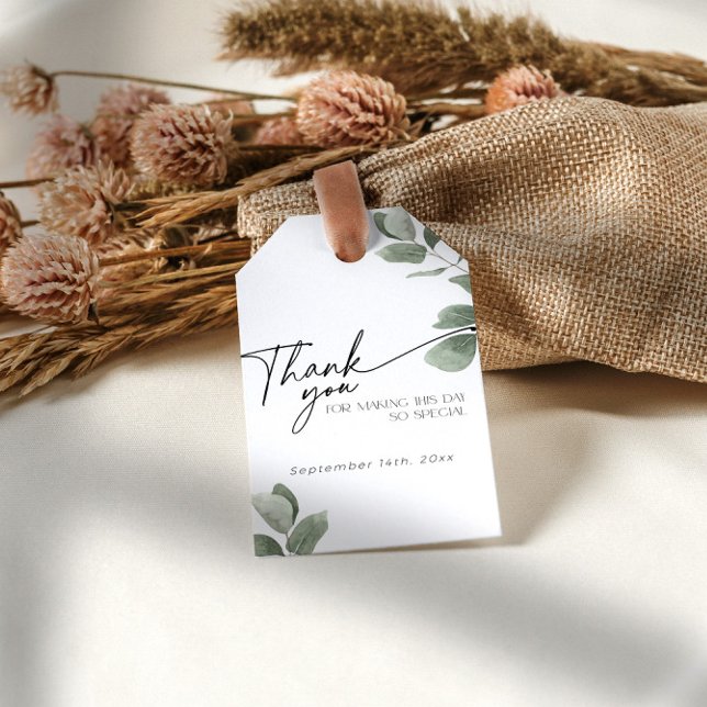 Étiquettes-cadeau Remerciement de la douche nuptiale avec verdure d' (Créateur téléchargé)
