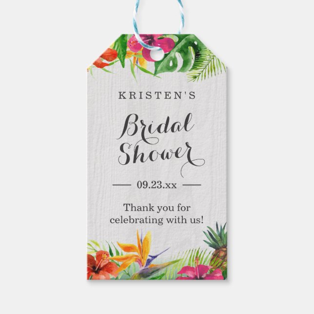 Étiquettes-cadeau Remerciement de la douche nuptiale florale d'Hibis (Devant)