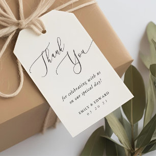Étiquettes-cadeau Remerciement de mariage à la feuille d'aquarelle
