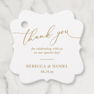 Étiquettes Cadeau Remerciement de mariage à monogramme élégant blanc
