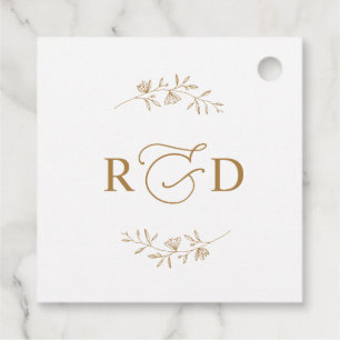 Étiquettes Cadeau Remerciement de mariage à monogramme élégant blanc