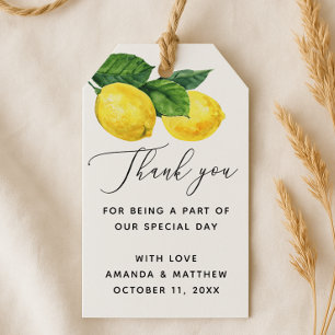 Étiquettes-cadeau Remerciement de mariage au citron   Élégant cadeau