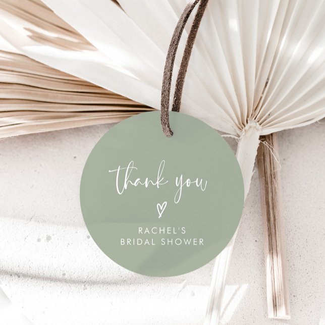 Étiquettes Cadeau Remerciement de Mariage Bohème Vert Sauge (Créateur téléchargé)