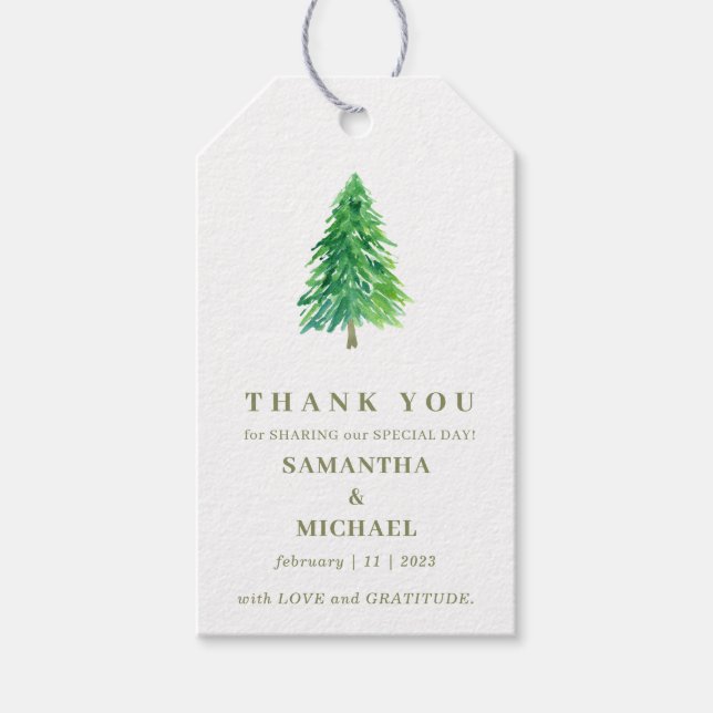 Étiquettes-cadeau Remerciement de mariage classique Fleur d'arbre fo (Devant)