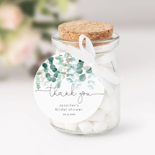 Étiquettes Cadeau Remerciement de mariage élégant à la verdure d'euc (Créateur téléchargé)