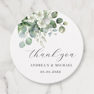 Étiquettes Cadeau Remerciement de mariage élégant floral Eucalyptus