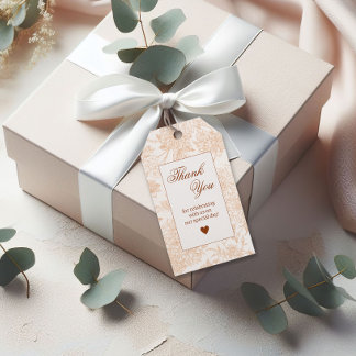 Étiquettes-cadeau Remerciement de mariage floral beige romantique