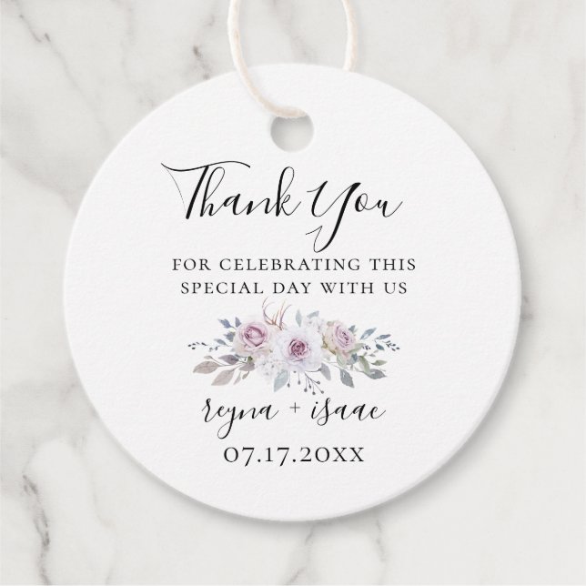 Étiquettes Cadeau Remerciement de mariage floral Jardin Pastel (Devant)