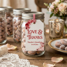Remerciement de mariage floral rouge romantique