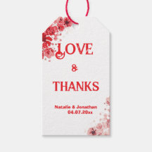 Remerciement de mariage floral rouge romantique 