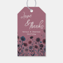 Remerciement de mariage floral violet et bleu Mood