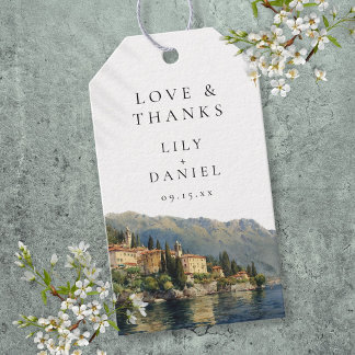 Étiquettes-cadeau Remerciement de mariage italien au lac de Côme à l