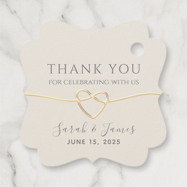 Étiquettes Cadeau Remerciement de mariage ivoire et or (Dos)