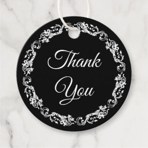 Étiquettes Cadeau Remerciement de mariage noir et blanc