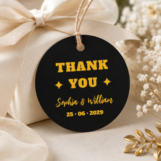 Étiquettes Cadeau Remerciement de mariage noir et or