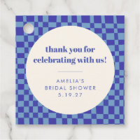 Remerciement de Mariage Personnalisé Bleu Damier