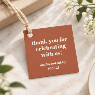 Étiquettes Cadeau Remerciement de mariage personnalisé Bold Rust Fal