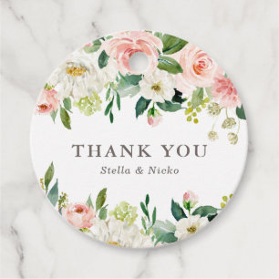 Étiquettes Cadeau Remerciement de mariage romantique à l'aquarelle d