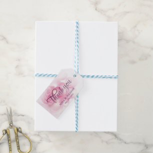Étiquettes-cadeau Remerciement de mariage rose floral Monogramme