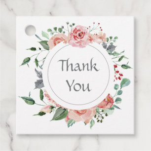 Étiquettes Cadeau Remerciement de mariage Rose Rouge Rose Élégante