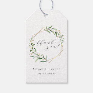 Étiquettes-cadeau Remerciement de mariage rustique géométrique en or