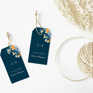 Étiquettes-cadeau Remerciement de mariage Terracotta Rustique Bleu M