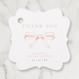 Étiquettes Cadeau Remerciement de Mariage Vintage Blush Bow