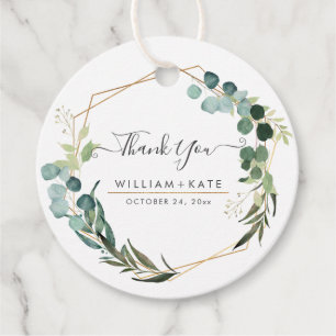 Étiquettes Cadeau Remerciement de Rustic Greenery Eucalyptus