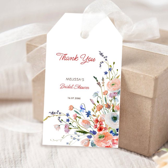 Étiquettes-cadeau Remerciement élégant de Fête de Mariage Florale (Créateur téléchargé)