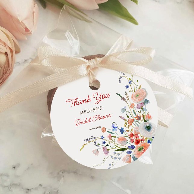 Étiquettes Cadeau Remerciement Élégant de Fête de Mariage Florale (Créateur téléchargé)
