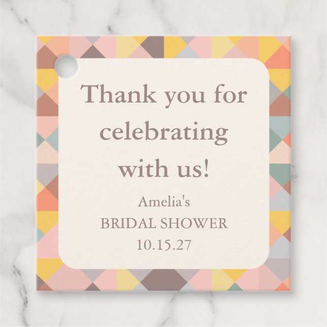 Étiquettes Cadeau Remerciement Élégant de Réception de Mariage aux T (Devant)