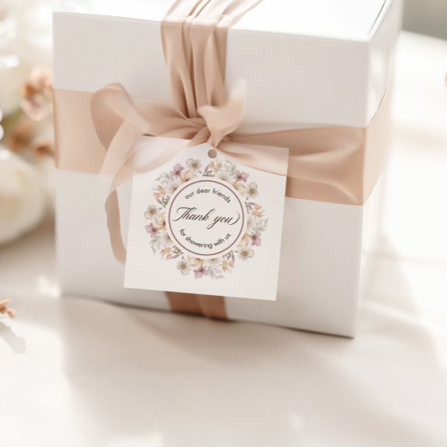 Étiquettes Cadeau Remerciement élégant pour enterrement de vie de je (Chic Floral Watercolor Bridal Shower Thank You Favor Tags)
