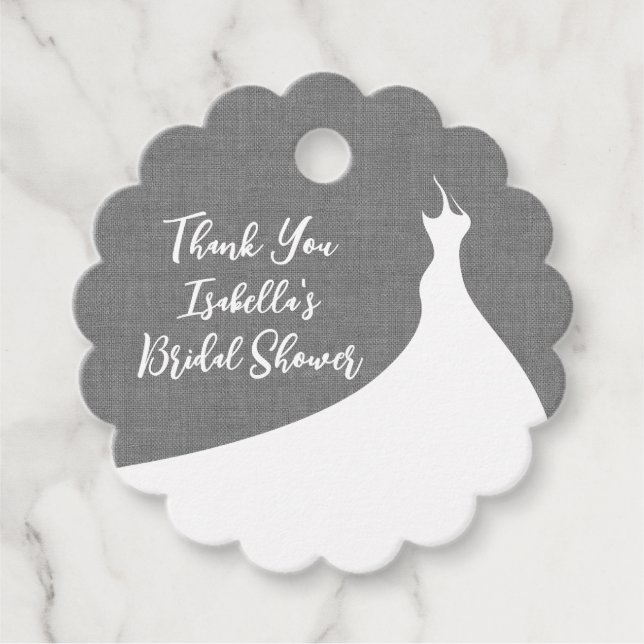 Étiquettes Cadeau Remerciement élégant pour une douche de mariée gri (Devant)