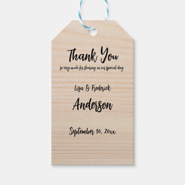 Étiquettes-cadeau Remerciement en bois rustique personnalisé de coup (Devant)