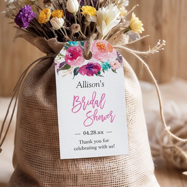 Étiquettes-cadeau Remerciement Fleurs Aquarelle Moderne pour Baby Sh (Créateur téléchargé)