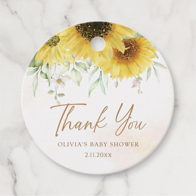 Étiquettes Cadeau Remerciement floral aquarelle dorée élégante (Devant)