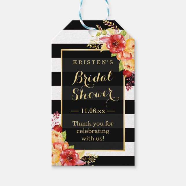 Étiquettes-cadeau Remerciement Floral Automnal pour Baby Shower de M (Devant)