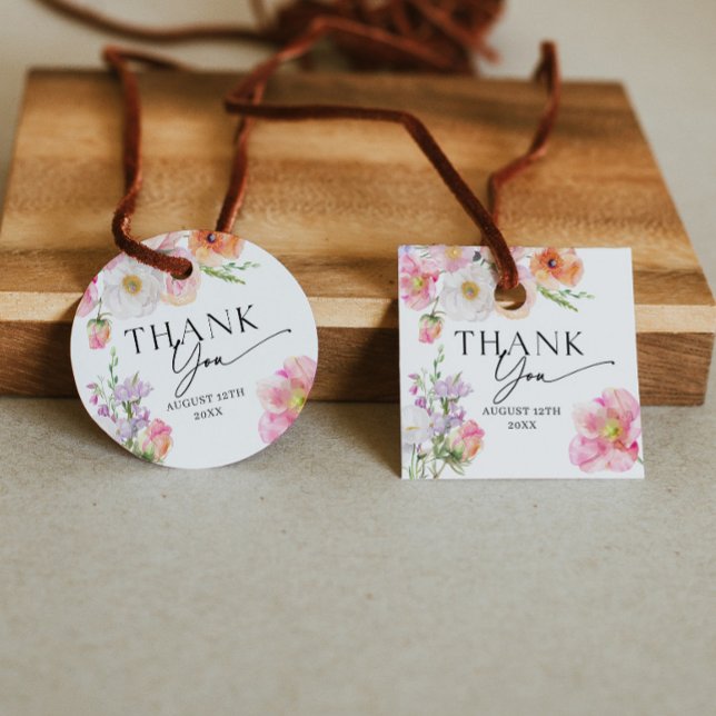 Étiquettes Cadeau Remerciement floral coloré (Créateur téléchargé)