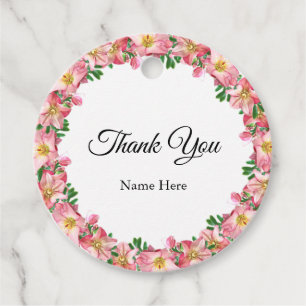 Étiquettes Cadeau Remerciement floral rose élégant