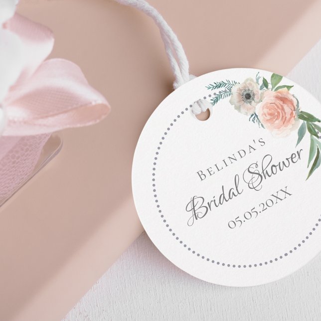 Étiquettes Cadeau Remerciement floral rose saumon pour enterrement d (Créateur téléchargé)