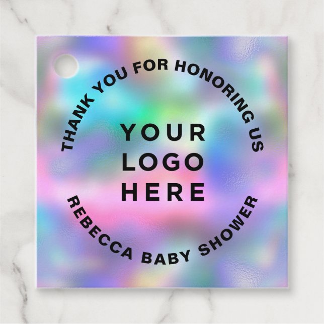 Étiquettes Cadeau Remerciement Moderne Holographique Inhabituel (Devant)