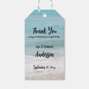Étiquettes-cadeau Remerciement personnalisé de couple de plage caraï