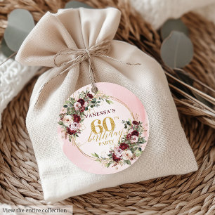 Étiquettes Cadeau Remerciement pour 60e anniversaire Fleur Romance B