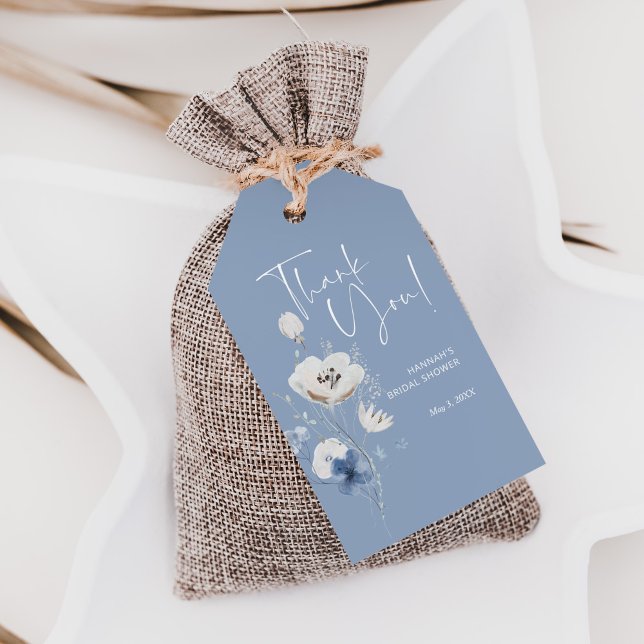 Étiquettes-cadeau Remerciement pour Baby Shower Bleu Poussiéreux (Créateur téléchargé)