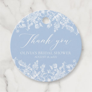 Étiquettes Cadeau Remerciement pour Baby Shower Bleu Poussiéreux Aqu