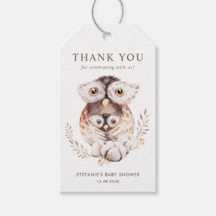 Étiquettes-cadeau Remerciement pour Baby Shower Bohème Chouette Mama
