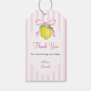 Étiquettes-cadeau Remerciement pour Baby Shower Coquette Lemon Pink