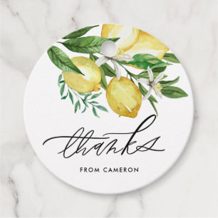 Étiquettes Cadeau Remerciement pour Baby Shower d'été Citron et Fleu
