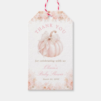 Étiquettes-cadeau Remerciement pour Baby Shower Elegant Pumpkin Bow