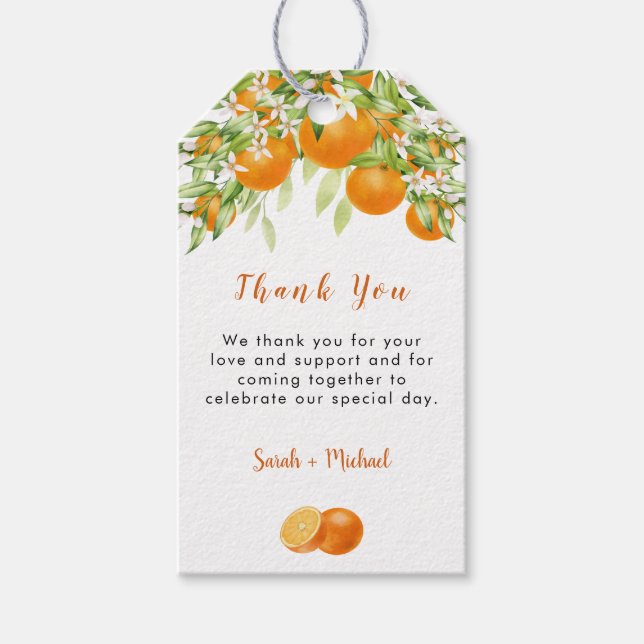 Étiquettes-cadeau Remerciement pour Baby Shower Élégantes oranges aq (Devant)